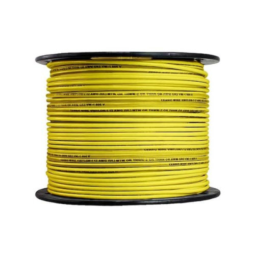 سلك نحاس من مسك - 450/750 فولت - طول اللفه 500 قدم - AWG/THNN AWG12/PVC - اصفر