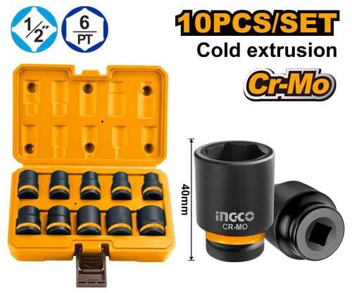 10 Pcs 1/2"DR. Impact Socket Set طقم بوكسات درل بنشر هواء 1/2" 10 قطع