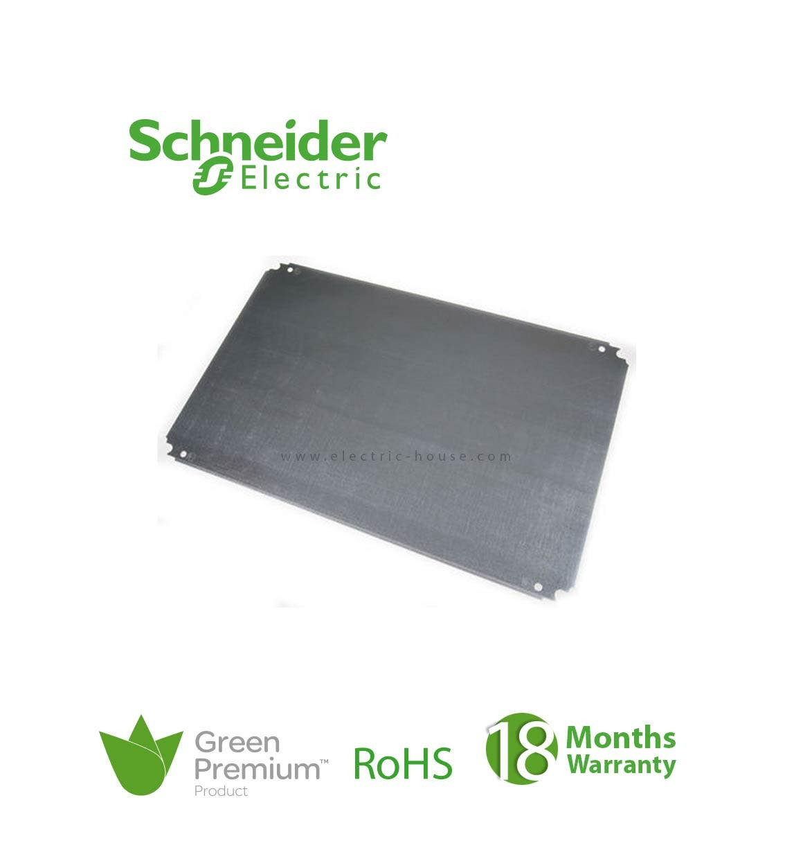 SCHNEIDER - Plain Mounting Plate H1000 x w800mm Galvanised Sheet Steel Reversible Dimension