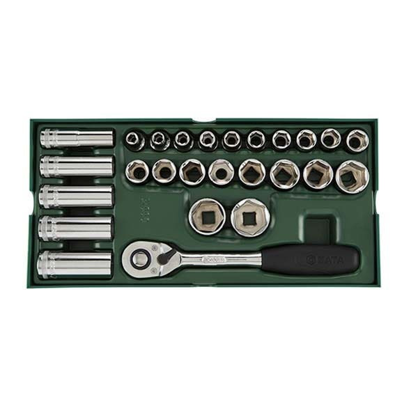 SATA - 1/2" Drive Socket Tray Set, 6 Points, 26 Pieces
