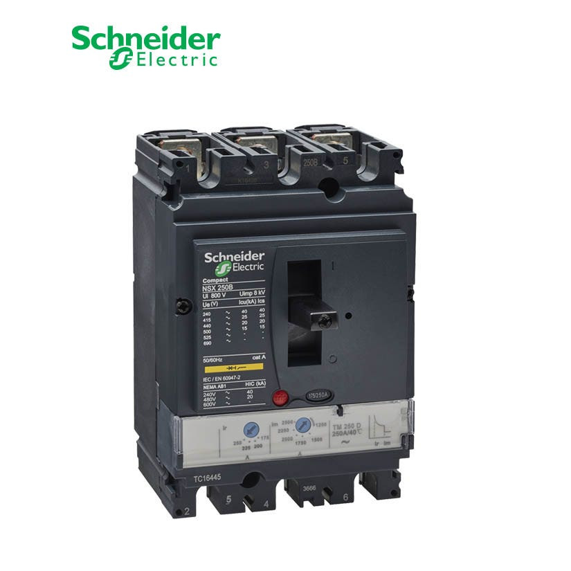 SCHNEIDER - MCCB Breaker, ComPact NSX250B, 25 kA at 415 VAC, TMD Trip Unit 250A