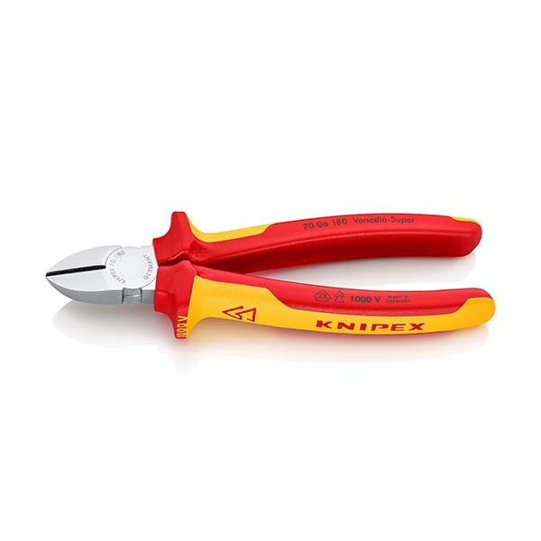 KNIPEX - Diagonal Cutter, Insulated, VDE, Chrome plated, 180 mm