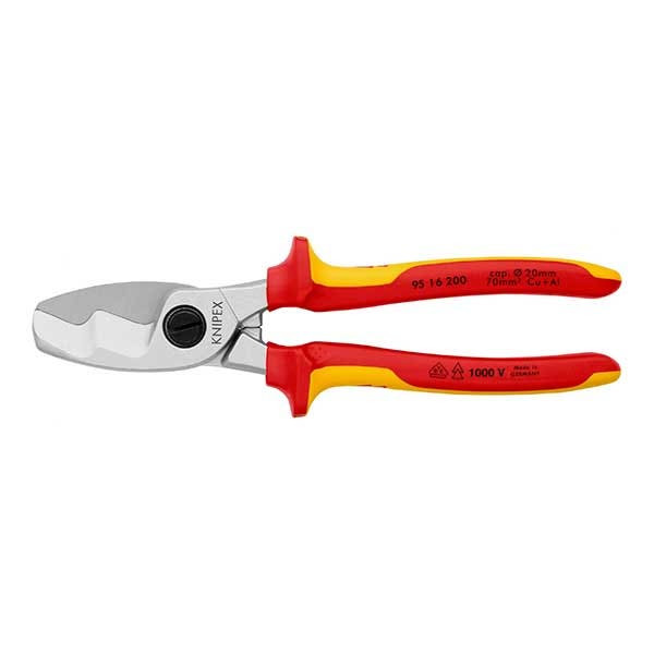 KNIPEX - Cable Shears with Twin Cutting Edge, Chrome Plated, 200 mm