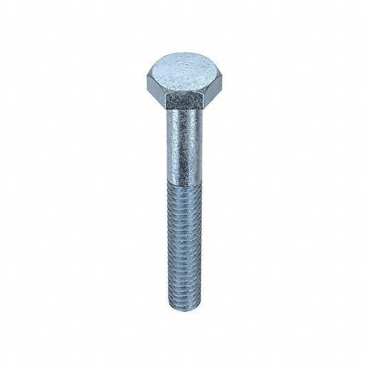 Hex Head Cap Screw: Steel, Zinc Plated, Thread 1/4Inch-20, Head Width 7/16Inch, 2Inch, 50Pcs