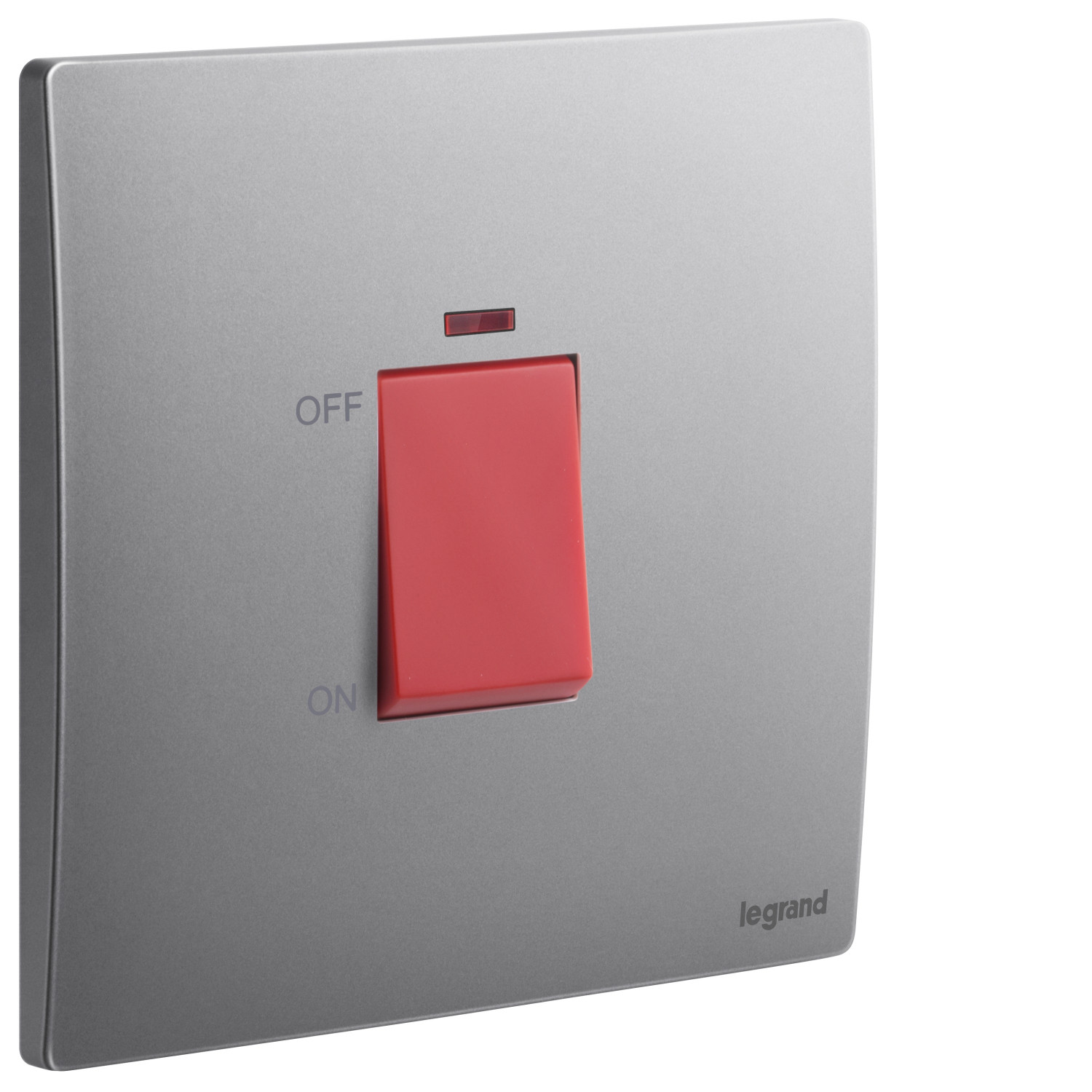 LEGRAND - Double Pole Switch Mallia, 1 Gang, 1 Way with LED Indicator, 45 A, 250 V~, Dark Silver