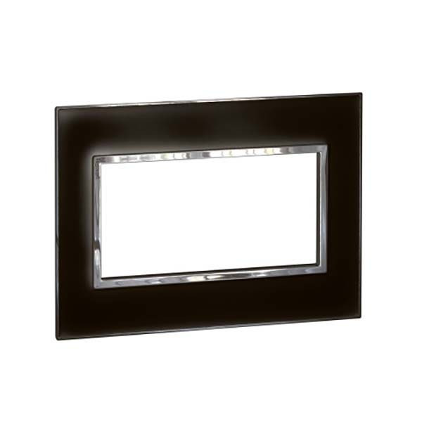 LEGRAND - Plate for Double Sockets Arteor, Square, 4 Modules, Mirror Black