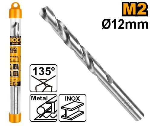 HSS steel drill bit 12 mm one pcs High-qualityريشة ثقب حديد هاى كواليتى12 ملى بالحبة