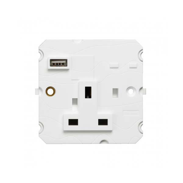 LEGRAND - Socket Arteor, 13A-250V, BS, with USB Type-A Charger, Single Pole Unswitched, White