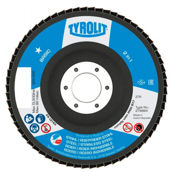FLAP DISC, SS, 4' (100X16) - 27A, A60 S-B, BASIC