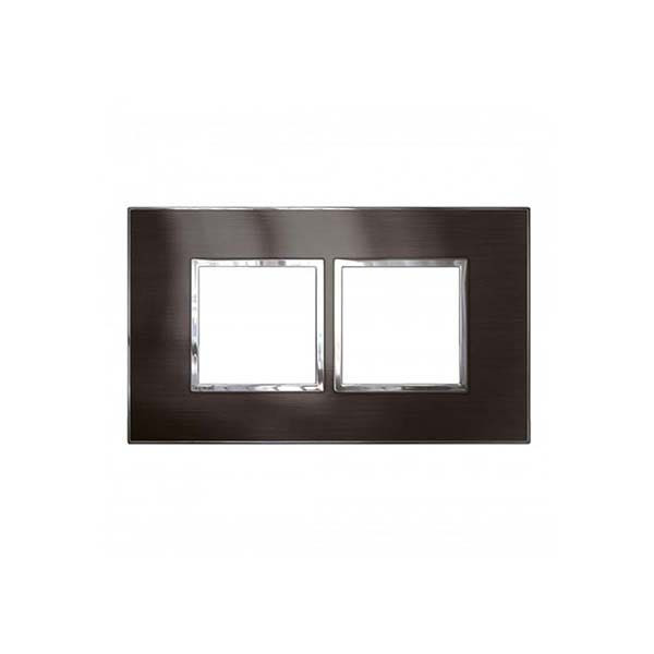 LEGRAND - Plate Arteor, BS, Square, 4 Modules, 2 Gang, Brushed Metal Black