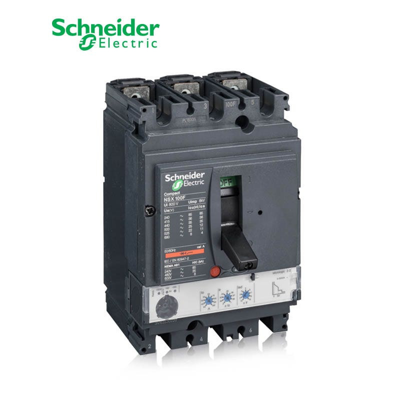 شنايدر - قاطع رئيسي 100 أمبير - ComPact NSX100N, 3P 3d, 50kA at 415 VAC, MicroLogic 2.2 Trip Unit 100A