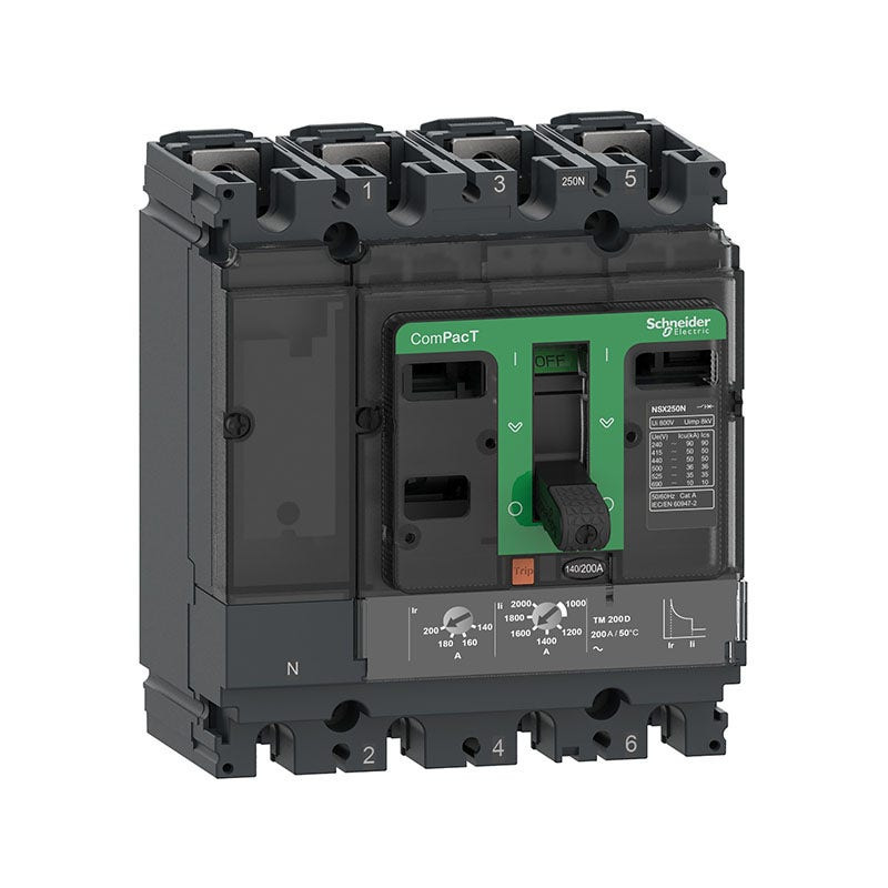 شنايدر - قاطع 250 أمبير - 4 خط - NSX250N, 50kA at 415VAC, TMD Trip Unit