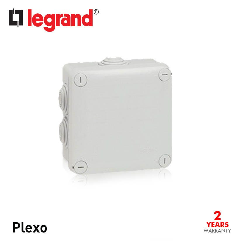 LEGRAND - Square Plexo Boxes With 7 Direct Entry Membrane Glands - IP 55 IK 07 - 105x105x55 mm - Grey Ral 7035
