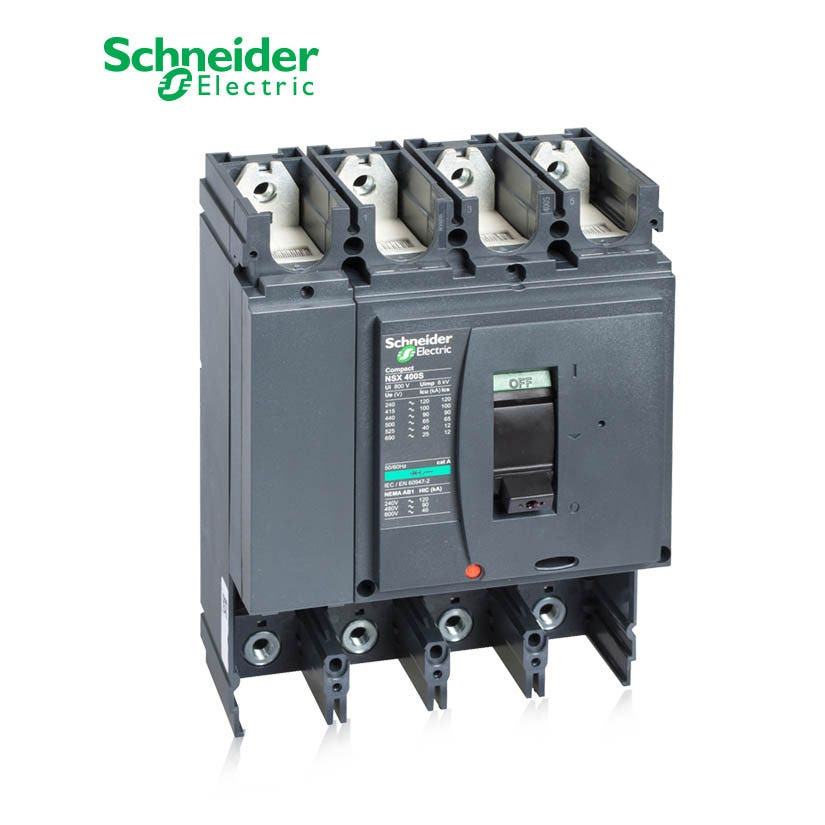 SCHNEIDER - MCCB Breaker Basic Frame, ComPact NSX400H, 400A, 4P, 70kA at 415 VAC 50/60 Hz, w/o Trip Unit 