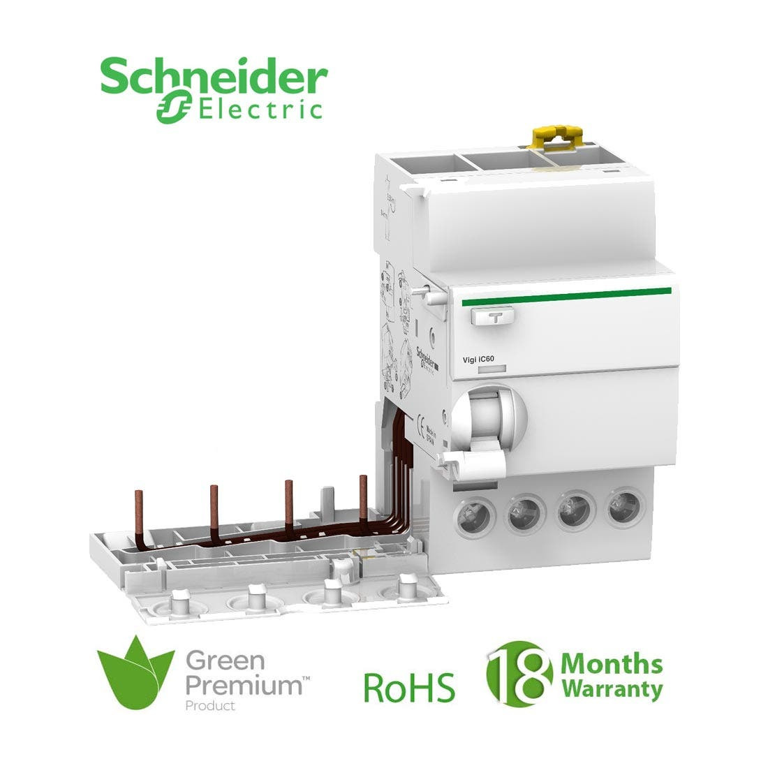 SCHNEIDER - Vigi IC60, Earth-Leakage add-on Block, 4P, 25A, 30mA, AC Type