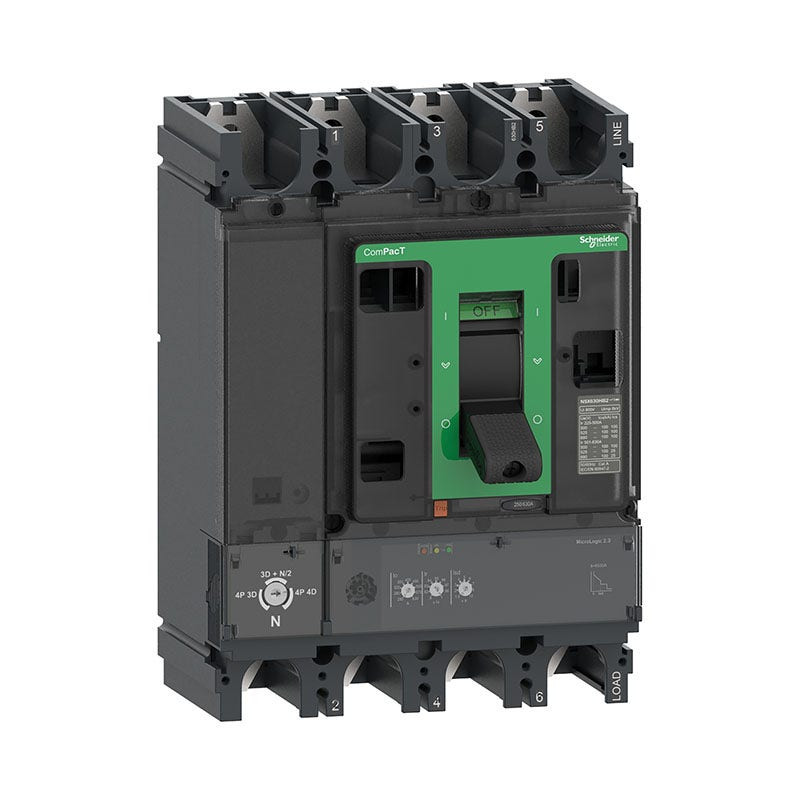 SCHNEIDER - MCCB Breaker, ComPacT NSX400N, 50kA at 415VAC, MicroLogic 2.3 Trip Unit 400A, 4P 4D