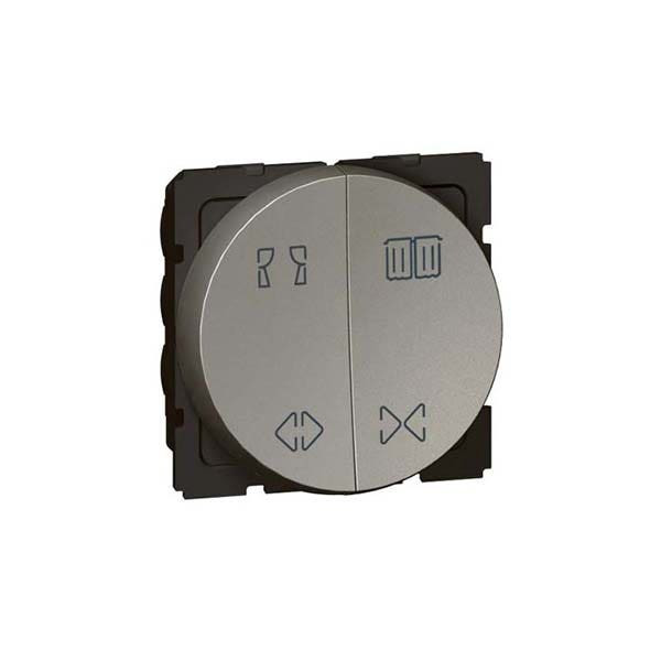 LEGRAND - Double Switch Arteor, for Curtain Control, 10A, Round, 2 Modules, Magnesium
