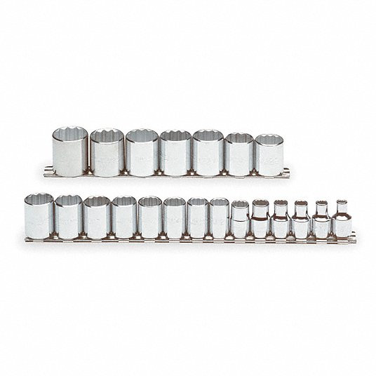 Socket Set, Socket Size Range 6 mm to 26 mm,Drive Size 3/8 in, Metric, 12-Point