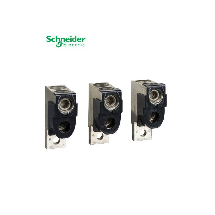 SCHNEIDER - Aluminium Bare Cable Connectors, ComPact NSX, EasyPact CVS, for 2 Cables 50 mm? to 120 mm?, 250 A, Set of 3 Parts