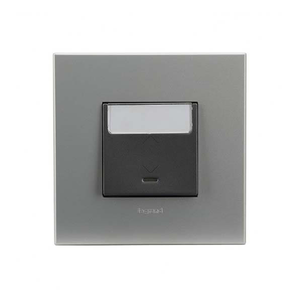 LEGRAND - 2-Way Switch Arteor, with Indicator + Label Holder, 10A, Square, 2 Modules, Magnesium