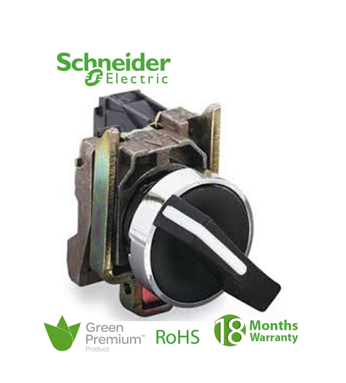 SCHNEIDER - Black Selector Switch ˜22 2-Position Stay Put 2No 600V