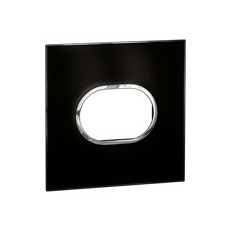 LEGRAND - Plate Arteor, Italian/US, 3 Modules, Round, 4"x4", Mirror Black