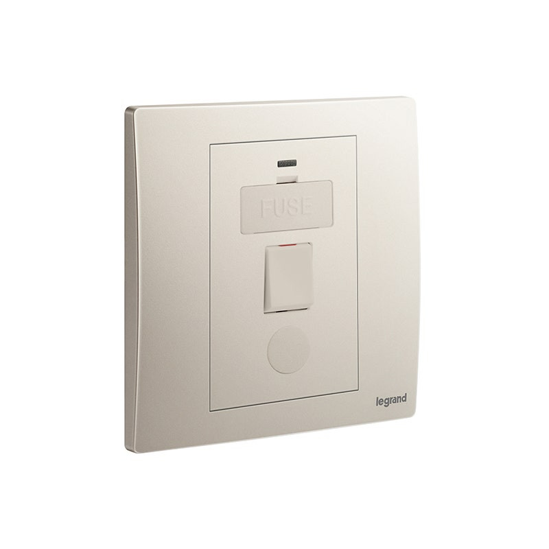 LEGRAND - Fused Connection Unit Mallia Senses, 1 Gang, Switched, 13A 250V, with Led Indicator + Cord Outlet, Champagne