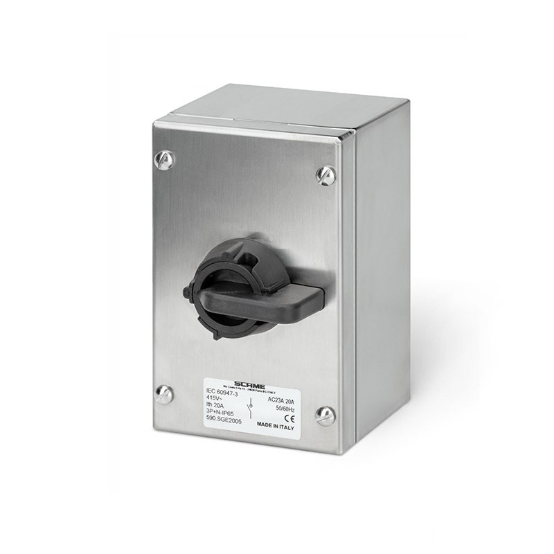 SCAME - Enclosed Switch Disconnector, 40A, 3P+N, IP65, 100x160x90mm, Y1, IK10, General, Grey/Black