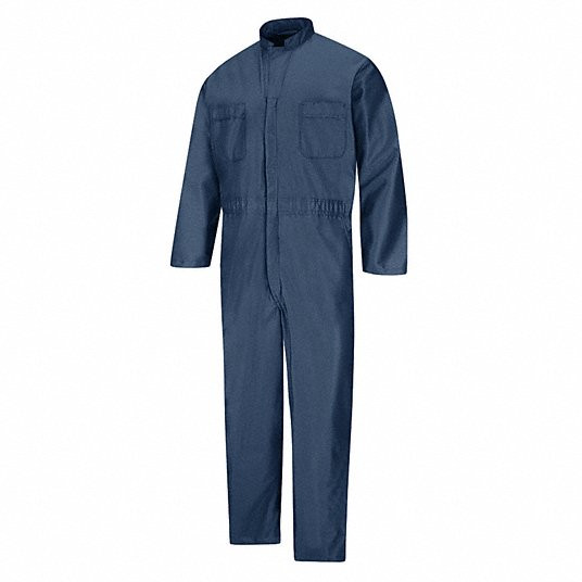 Static Controlled Coverall, L ( 42 1/2 inch x 53 inch ), Navy, Regular, Polyester, Zipper