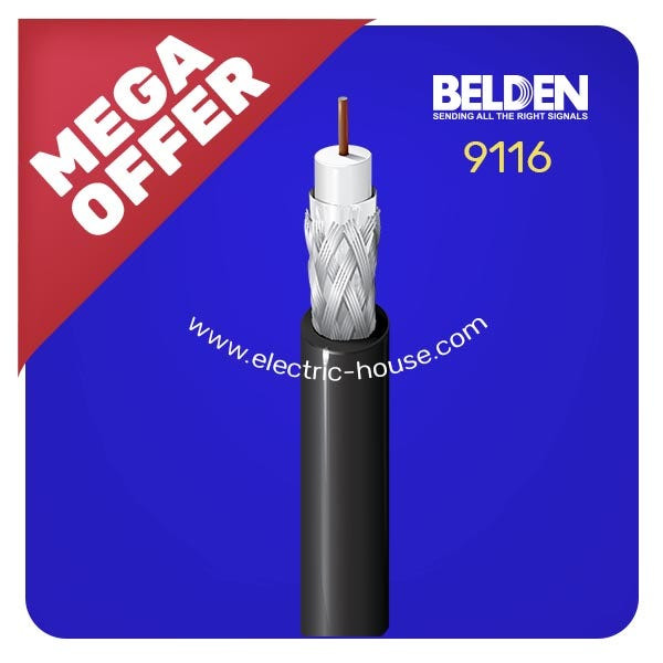 BELDEN - 1C*18 AWG Coax Catv Series 6 Bccs/Gif/PE/Sh/PVC, Black, 305 Meters/Roll