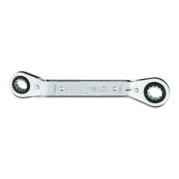 PROTO - Offset Double Box Reversible Ratcheting Wrench, 15 x 17 mm, 12 Point