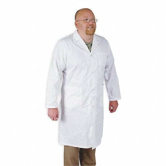 Collared Lab Coat, Male, Size M, White