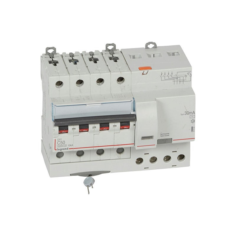 LEGRAND - RCBO DX3, 6000A, 4 Poles, 50A, 400V, Curve C, AC, 30mA