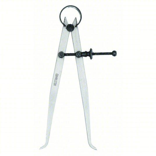 Inside Spring Caliper, 0.6 inch to 6.5 inch, 15 mm to 165 mm, Solid, Steel, Flat Leg