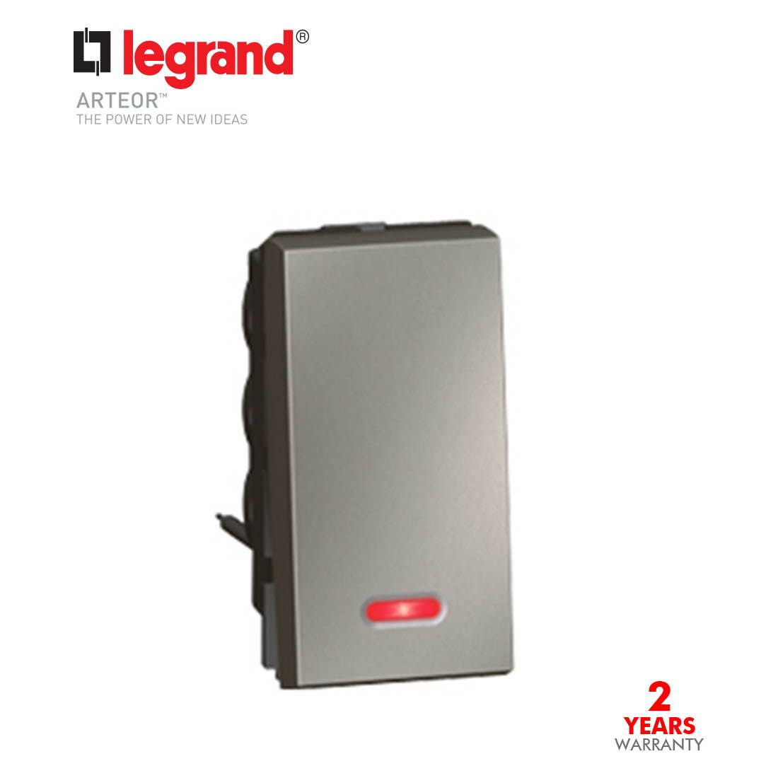 LEGRAND - 2-Way Switch Arteor, with Indicator, 10 AX 250 V~, 1 Module, Magnesium