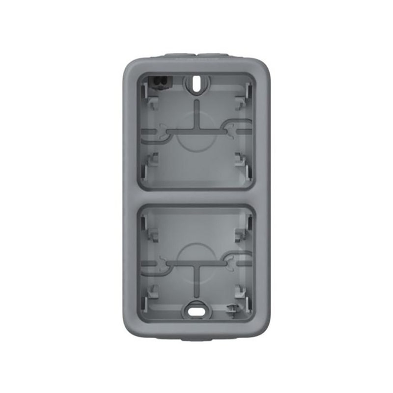 LEGRAND - Box Plexo, 2 Gangs, IP55, Vertical, Surface Mounting, Grey