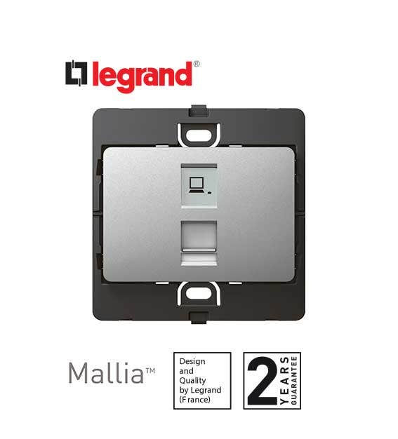 DISCONTINUED LEGRAND - Data Socket Mallia, RJ 45, Cat. 6, UTP, Silver