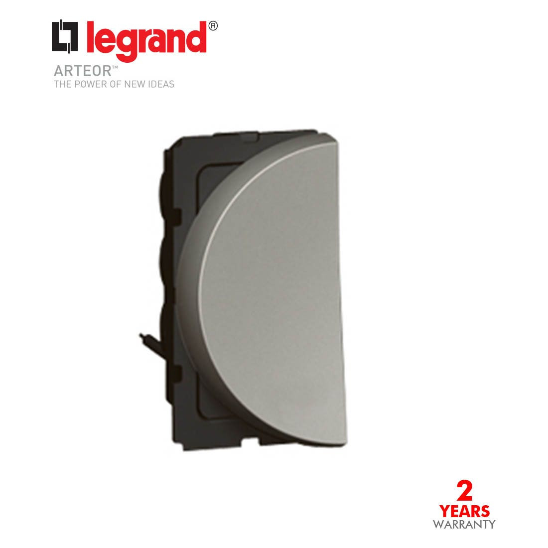 LEGRAND - 1-Way Switch Arteor 20 AX 250 V~, Round, 1 Left Modules, Magnesium