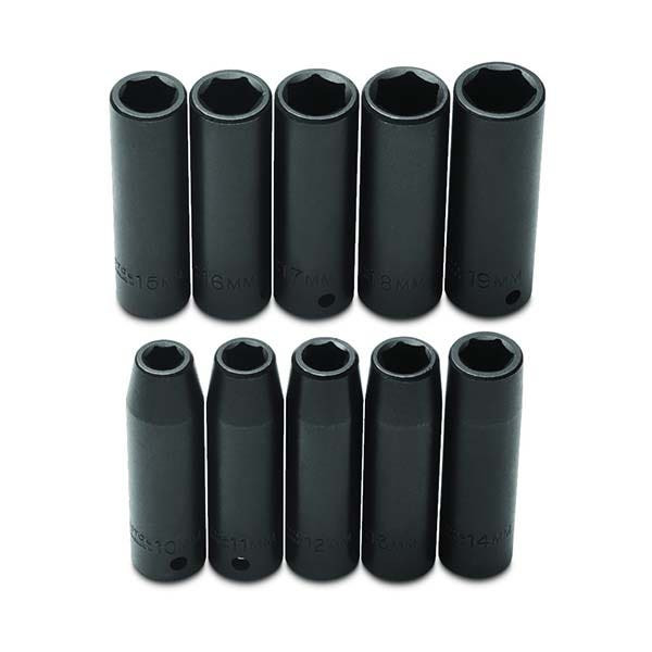 PROTO - 1/2" Drive Metric Deep Impact Socket Set, 10 Pieces, 6 Point