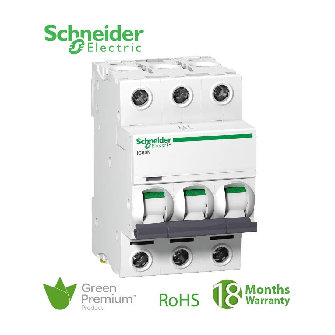 SCHNEIDER - MCB Breaker, Acti9 iC60N, 3P, 3A, C curve 