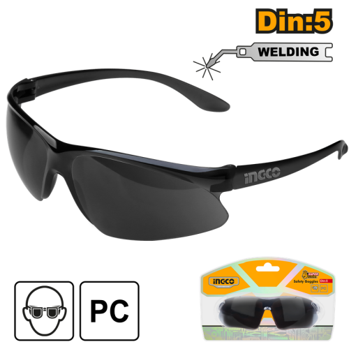 Safety goggles(Only for welding) PC Dark shade:5 نظارة حماية اسود للحام