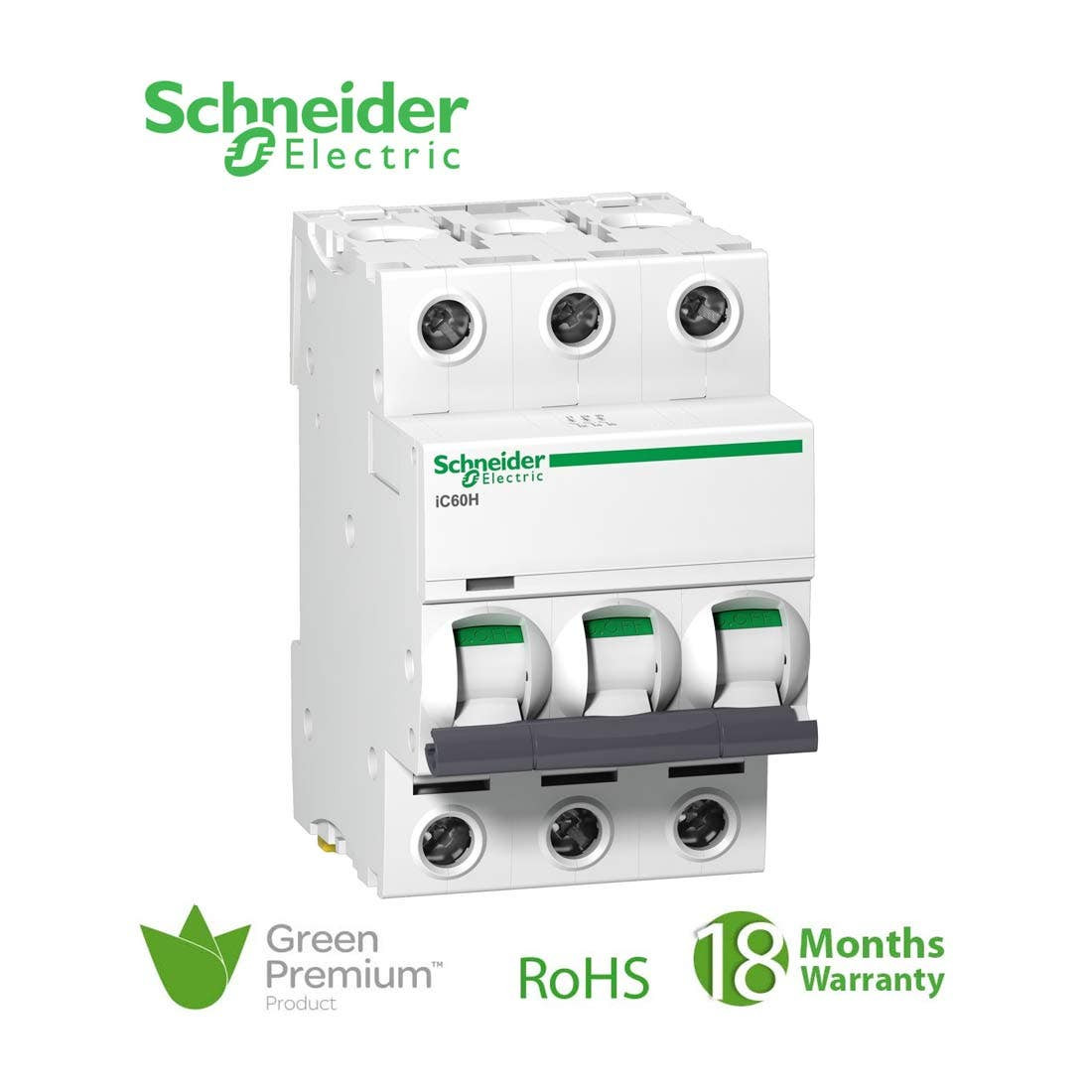 SCHNEIDER - MCB Breaker, Acti9 iC60H, 3P, 2A, C curve 