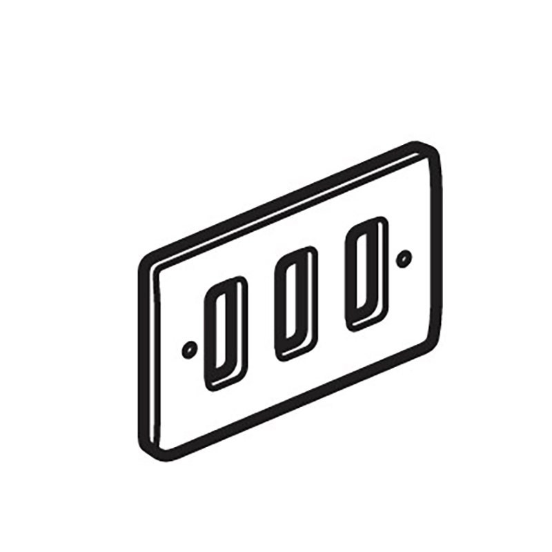 LEGRAND - Front Plate Synergy Sleek Design, 3 Grid Modules, 2 Gang, Polished Stainless Steel