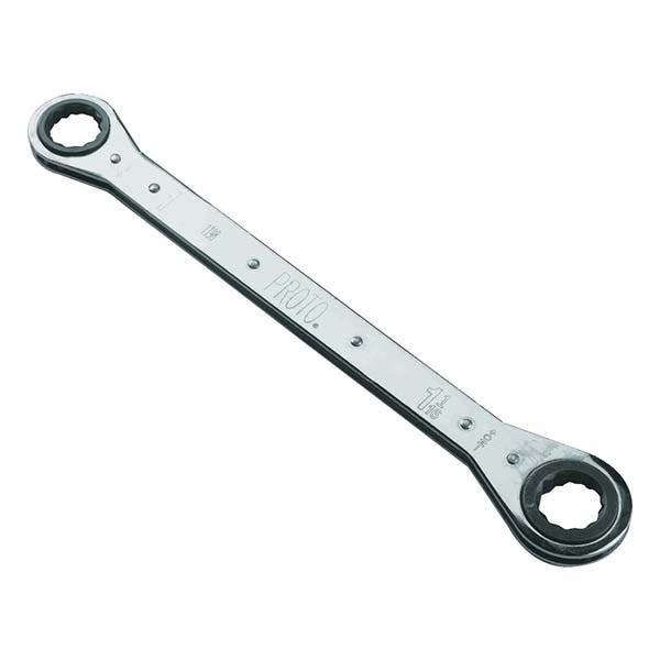 PROTO - Double Box Reversable Ratcheting Wrench, 1-1/8" x 1-1/4", 12 Point