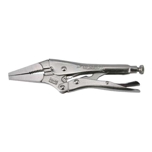 NICHOLSON - Long Nose Locking Pliers with Wire Cutter, 9″