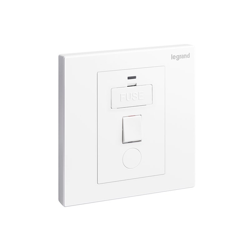 LEGRAND - Fused Connection Unit Galion, 1 Gang, Switched, 13A, 250V, with LED Power Indicator + Cord Outlet, White