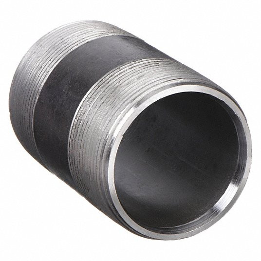 Nipple, Black Steel, 3/8Inch Nominal Pipe Size, 5Inch Overall Lg, Threaded on Both Ends, Schedule 80