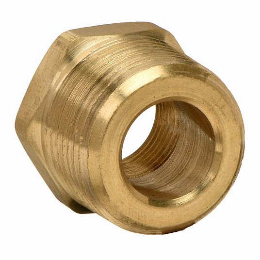 Hex Bushing, Brass, 1/2Inch x 3/8Inch Pipe Size, Male NPT x Female NPT, Class 150, 10 PK