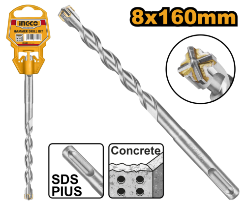 SDS Plus Hammer Drill Bit 06X180 mm High qualityريشة دريل بلك هاى كواليتى 160*8 ملم