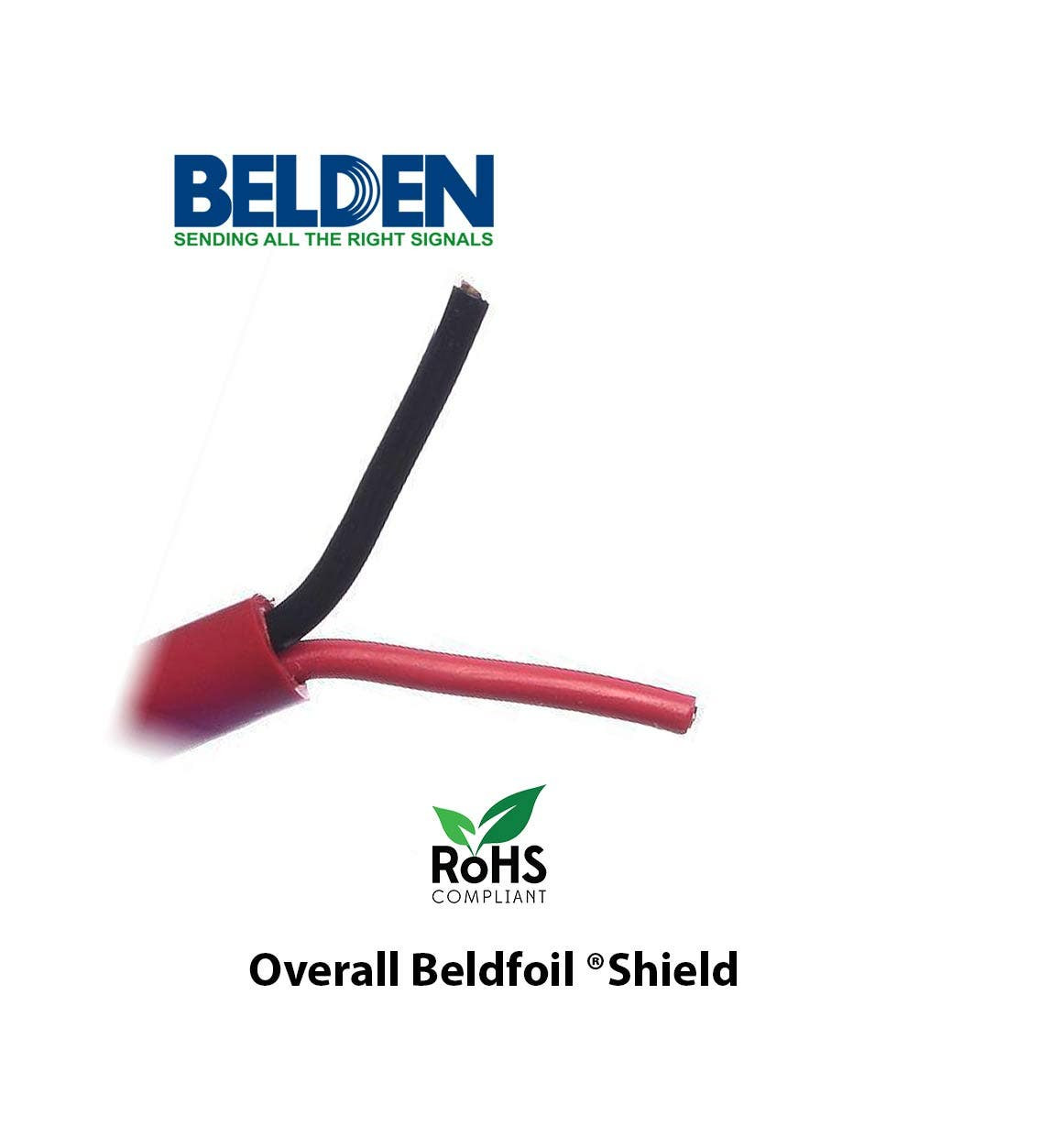 BELDEN - 2C*16 AWG Fire Protective Signal, Circ. Cbl 2 Cdrs, Solid CU/P, Red, 305 Meters/Roll
